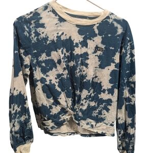 Women's Vans Tie Dyed Top With Front TwistTeal/blue and white tie dyed